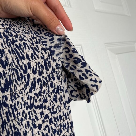 Baum & Pferdgarten Adamaris Blue Leopard Silk Blend Dress Women's Size 40 (US 10 - Picture 8 of 15